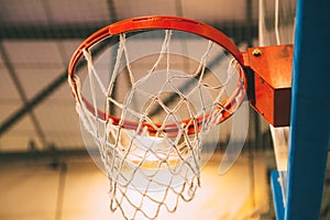 Basketball basket inside sports hall