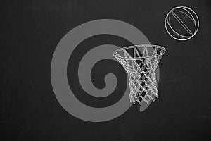 Basketball with a basket painted with white chalk