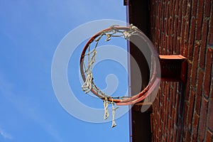 Basketball basket for playing basketball in the garden. A good and healthy way of practicing sports in free time.