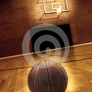 Basketball and Basketball Court Detail