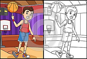 Basketball Boy Spinning the Ball Illustration