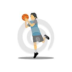 Basketball boy vector flat illustration