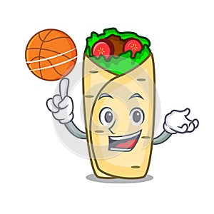 With basketball burrito character cartoon style