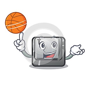 With basketball button T isolated in the cartoon