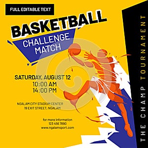 Basketball challenge match flyer design template