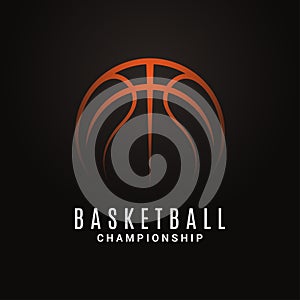 Basketball championship logo. Ball on black object