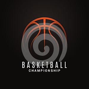 Basketball championship logo. Ball on black object photo