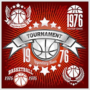 Basketball championship logo set and design elements