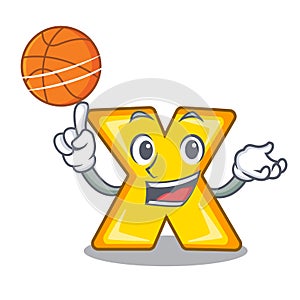 With basketball character cartoon multiply sign for logo