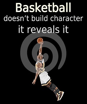 Basketball character quote shooting hoops