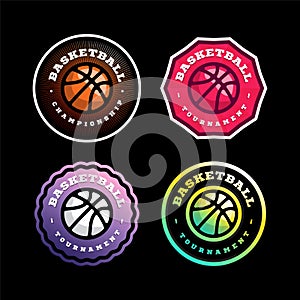 Basketball circular vector logo Set. Modern professional Typography sport retro style vector emblem and template logotype design.