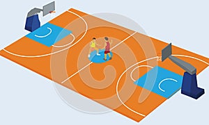 Basketball court arena match game basket player