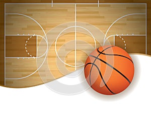 Basketball Court and Ball Background