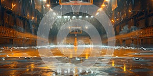 Basketball Court With Basketball Hoop