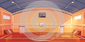 Basketball court empty interior, indoor stadium