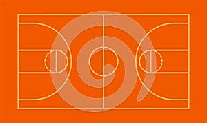 Basketball Court Flat Vector line Icon. Basket ball field playground stadium layout. Basketball court line icon.