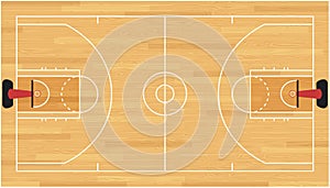 Basketball court floor with hardwood texture. Vector illustration
