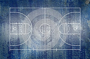 Basketball court floor with line on grunge background