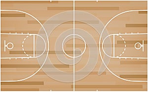 Basketball court floor with line on wood pattern texture background. Basketball field. Vector