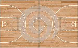 Basketball court floor with line on wood pattern texture background. Basketball field. Vector