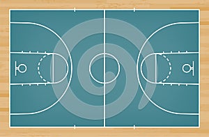 Basketball court floor with line on wood pattern texture background. Basketball field. Vector