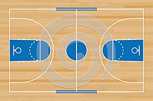 Basketball court floor with line on wood pattern texture background. Basketball field. Vector