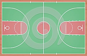 Basketball court floor with line on wood texture background. Vector