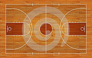 Basketball court floor with line on wood texture background. Vector illustration