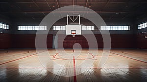 Basketball court game field - center, midfield. Generative AI