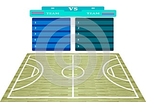 Basketball court hardwood parquet name list scoreboard for desi