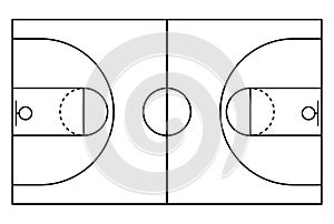 Basketball court icon, floor parquet  area, top american sport symbol, basket field vector illustration