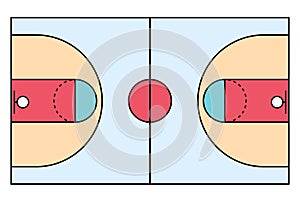 Basketball court icon, floor parquet  area, top american sport symbol, basket field vector illustration