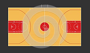 basketball court illustration with NBA markings