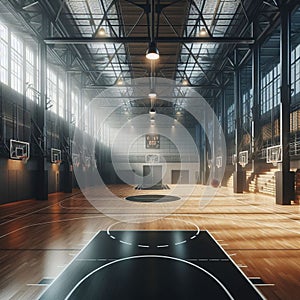 basketball court interior 3d render