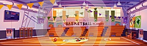 Basketball court interior, school sports arena