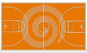 Basketball court markup. Outline of lines on basketball court. photo
