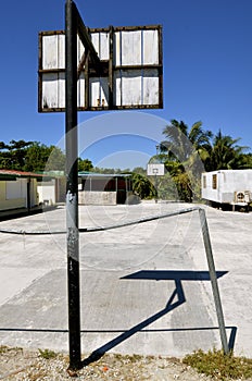 Basketball court in a Mexican schoolyard