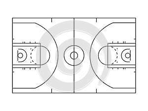 Basketball court overview lines in black and white