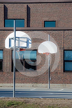 Basketball court in a schoolyard