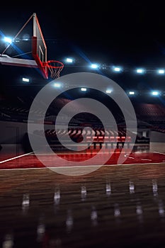 Basketball court. Sport arena. 3d render background.