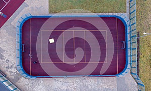 Basketball court at the street. Top view