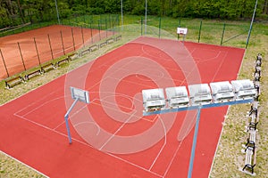 Basketball court, Top view of court and baseline, template for tournament and planning, 3d illustration - Stock image