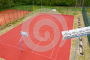 Basketball court, Top view of court and baseline, template for tournament and planning, 3d illustration - Stock image