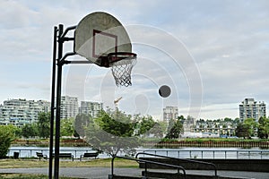 Basketball court in urban area