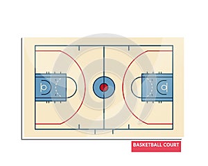Basketball court on white background Top-down scheme