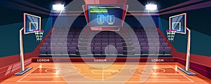 Empty basketball court cartoon vector illustration