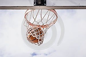 Basketball Falling Through the Net