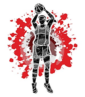 Basketball Female Player Action Cartoon