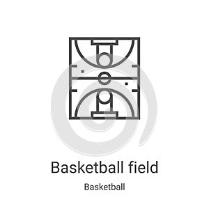 basketball field icon vector from basketball collection. Thin line basketball field outline icon vector illustration. Linear