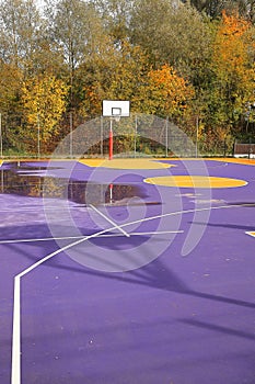 basketball field, orange-purple coating, synthetic surface arkings o field, markings, background, sports,